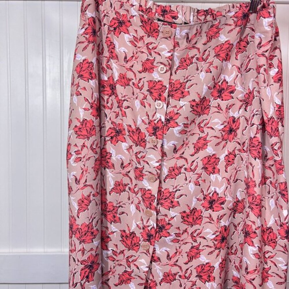 Halogen Skirt Pink Coquette Cottagecore Bella Floral Button 1X Boho Office Work